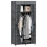 Hzuaneri Kleiderschrank, Stoffschrank, 5 Ablagen, Verschiedene Aufbaumöglichkeiten, 86 x 45 x 168 cm, für Schlafzimmer, Ankleidezimmer, schwarz WC09203B