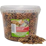UGF - Insektenmischung mit Gammarus, 3 Liter = 500g, Igelfutter, Rennmausfutter, Hamsterfutter, Rattenfutter, Eidechsenfutter - Mehlwürmer, Soldatenfliegenlarven, Seidenraupen, Gammarus