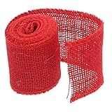 Veemoon 2M Sackleinenbandrolle Rot Umweltfreundliches Jute Band für Weihnachtsdekoration und DIY Projekte für Bastelarbeiten und Festliche Anlässe