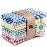 LAYNENBURG 10er-Set Premium Geschirrtücher kariert - 100% Baumwolle - 45x65 cm & Aufhänger - Oeko TEX Standard 100 - Küchentücher fusselfrei & modern - Vintage Küchenhandtücher (Mehrfarbig)