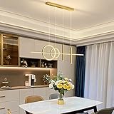 Dimmbarer linearer LED-Kronleuchter für Esszimmer und Wohnzimmer, verstellbare Hängeleuchte, moderne LED-Pendelleuchte für Kücheninsel mit Spotlight-Gold 120cm/47Zoll