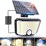 LaiTeny Solarlampen für Außen mit Bewegungsmelder, 155 LED Solar Strahler Aussen Solar-Split Lampe, IP65 Wasserdichte Winterfest 270° Beleuchtungswinkel Aussenleuchte für Garten, Garage