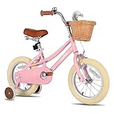 JOYSTAR 12 Zoll Kinderfahrrad für Kleinkinder 2-4 Jahre Mädchen, Mädchenfahrrad mit Stützrädern & Korb, Kinderfahrrad rosa