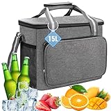 Royouzi Kühltasche, 15L Thermotasche, Faltbar Isoliertasche, Tragbare Picknicktasche, Lunchtasche, Cooler Bag, Mittagessen Tasche für Lebensmitteltransport, Camping, Reise, Frühstücken, Getränke