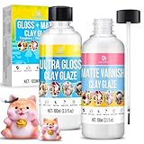 Glasur für Ton Lufttrocknend 200ml - Klarlack für Modelliermasse Lufttrocknend & Keramik - Wasserdichter, Kratzfester Lack für Air Dry Clay - Varnish für selbsttrocknenden Ton (Glänzend & Matte)