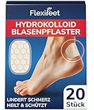 FLEXIFEET Blasenpflaster Ferse - 20 Stk wasserdicht, Hydrokolloid Pflaster für Fersen, Zehen - Fersenpflaster, Blasenpflaster zum Fersenschutz, Wundheilung & Regeneration bei Blasen