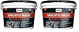 MEM Spachtelmasse, Für Löcher, Risse und Bruchstellen, Polymervergütet, Gebrauchsfertig, Einfach zu verarbeiten, Lösemittelfrei, 4 kg, Schwarz (Packung mit 2)