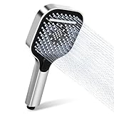 Duschkopf Wassersparende Duschbrause mit 3 Strahlarten (Regen/Massage/Mix) Hochdruck Handbrause Großes Panel (130mm) Chrom – Einfach Installieren, Anti-Kalk, Ideal für Niederdruck
