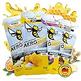 AEROBEE Energy Liquid Gel - Probierpaket 4x26 g [100% Natürliches Energie Gel aus Honig] richtig leckeres Sportgel für den Ausdauersport, Energy Gel Laufen, Power Gel Sport, Kohlenhydrate Gel