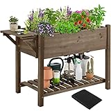 Yaheetech Blumenkasten mit klappbare Tischplatte, Pflanzkasten mit 8 geteilten Fächern, Hochbeete-Kit Frühbeet für Garten/Hinterhof/Veranda, Kräuterbeet Anzuchtbeet zum Bepflanzen 123,5 x 54 x 80 cm