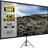 VEVOR 16:9 Beamer Leinwand Stativ 4K HD Stativ Leinwand Präsentationswand Projektionsfläche 160x95cm Projektionsleinwand Stativ 200-250cm höhenverstellbar ideal für Heimkino Tagungsraum Hochzeiten