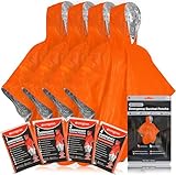aZengear Notfall-Survival-Poncho (4 Stück) Thermo-Mylar-Folienbeschichtung Decke für Wärmehaltung und Regen | wendbar mit Kapuze | wasserdicht, Winddicht, tragbar, freihändig, Outdoor-Kit