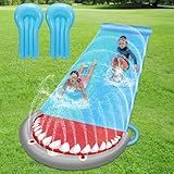 Sonnewelt 550 x 145cm Slip and Slide Wasserrutsche mit 2 Bodyboard Doppel-Wasserrutsche Wasser Rutsche Waterslide Sommerspielzeug Sommer Garten Outdoor für Erwachsene & Kinder