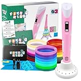 Fits4Kids 3D Drucker Stift Starterset Geschenke Für Kinder XXL, Mit 140m PLA Filament 1,75 mm Und Zubehör (Rosa)