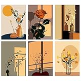 JATOK 6 Stück Malen Nach Zahlen Erwachsene, Paint by Numbers Malen Nach Zahlen, DIY Rosen mit Pinseln und Acrylfarben Handgemalt Ölgemälde Leinwand für Home Decor, Ohne Rahmen (20x30cm)