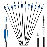 REAWOW Carbonpfeile 12er Pfeile für Bogenschießen 30 Zoll Carbon Pfeile Erwachsene Jagdpfeile Bogen Pfeile für Recurvebogen Compoundbogen Langbogen Straight Bow