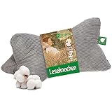 Herbalind Leseknochen Nackenrolle 40x18 cm Cord Design - 100% Baumwolle Cordstoff robust und waschbar - ergonomisches Nackenkissen als Lesekissen zum Relaxen, Lesen - für Tablet - grau