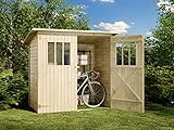 Alpholz Gerätehaus Zimowit aus Massiv-Holz, Gerätehaus mit 14 mm Wandstärke, Garten Holzhaus inklusive Montagematerial, Geräteschuppen 194 x 118 cm, Pultdach