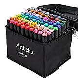 ARTHEHE 80 Farben Marker Set Alkohol Marker Set für Erwachsene Marker Stifte Set für Manga/Design/Schule mit Lagerbasis