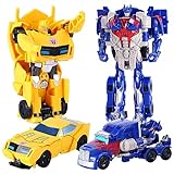 2 Stück Transformation Action Figure Spielzeug Deformierter Autoroboter Auto Transformator Spielzeugs 2 in 1 Deformierter Autos Roboter Spielzeug Verformung Roboter Auto Spielzeugs für Kinder 3+