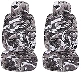 Susy Shop Universelle Autositzbezüge, vorne und hinten, universelle Passform, einfache Montage (helle Tarnung, Paar vorne)