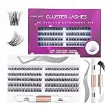 Wimpern Extensions 120 Büschel DIY Lash Extension Set Einzelne Wimpern mit Wimpernkleber und Pinzette für Anfänger Wimpernverlängerung zu Hause Individual Lashes 10-16mm C/D Curl - OP01