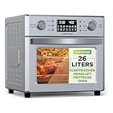 NutriChef Heißluftfritteuse 26L – Multifunktionaler Airfryer Ofen mit Rotisserie & Dampfgarer | 10-in-1 Mini-Backofen mit Dörrfunktion, Zubehör, Edelstahlgehäuse & Antihaftteilen für gesundes Kochen