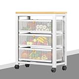 Schmaler Rollwagen mit ausziehbarem Regal für Küche, Bad, Wäsche und Büro