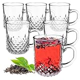 KADAX Teegläser, 6er Set, Gläser mit Griff, Glastassen für 6 personen, spülmaschinenfest, Trinkgläser für Kaffee, Tee, Wasser, Saft, Drink, Saftgläser, Wassergläser, Gläserset