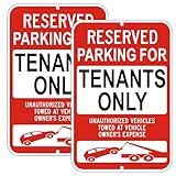 Warnschild 'Reserved Parking For Tenants Only', 45,7 x 30,5 cm, Warnschild für unbefugte Fahrzeuge, reflektierendes rost-/lichtfreies Metall-Warnschild für Privatgrundstück, Parkplätze,