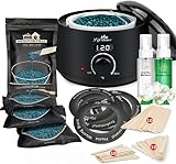 Lifestance Waxing Set Professionell, Wachswärmer Wachs Haarentfernung mit 400g Waxing Perlen, 20 Wachsstäbchen, 10 Augenbrauen Stäbchen, ein Vor- und Nachbehandlungslosion, 5 Papierringe