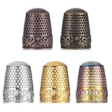 cobee 5 Stück Nähfingerhüte, Metallfingerhüte Zum Handnähen Sticken Fingerschutz Quilten Bastelzubehör Zum Nähen Stricken Handarbeiten, Heimwerkerwerkzeuge