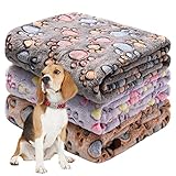 Awaytail 1 Packung 3 Hundedecke Flanell Decke für Mittelgroße Hunde,Hundedecke Waschbar Haustierdecken für Katzen,Weiche Fleecedecken für Hunde Katzen,80 x 60 cm