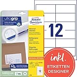 AVERY Zweckform 4781 Adressaufkleber (300 plus 60 Klebeetiketten extra, 97x42,3mm auf A4, Papier matt, bedruckbare Absenderetiketten, selbstklebende Adressetiketten mit ultragrip) 30 Blatt, weiß