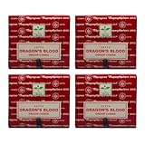 Satya Dhoop Cones Dragon Blood 4 Packungen x 12 Zapfen (48 insgesamt) – Tiefer aromatischer Duft für Stärke und Frieden, Öko-Verpackung, festliches achtsames Geschenk