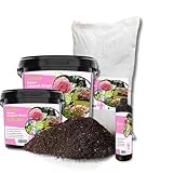 Rodopi Bio-Rosendünger Granulat – 3 Monate Langzeitwirkung – 100% pflanzlich & tierfrei – Organischer NPK-Dünger 7-3-8 mit Eisen – Für gesunde & blühfreudige Rosen 3kg