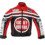 Racing Jacke für Kinder in rot, Motorradjacke, Textil Jacke (M)