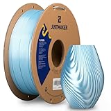 JUSTMAKER PLA Silk 3D Printer Filament, Upgrade Cardboard Spule, Silk Shiny Filament, +/- 0,03 mm, 1,75 mm, 1 kg, Blau