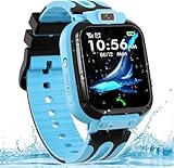 clleylise Smartwatch Kinder, Kinder Smartwatch mit GPS und Telefon Voice Chat, SOS IP68 Wasserdicht Spiel Kamera Wecker Touchscreen, Smart Watch für Jungen Mädchen 4-16 Jahre Student Geschenk (Blau)