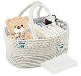 ilauke Baby Windel Caddy Multifunktionale Baby Windel Organizer Tragbar Windeln Korb mit Abnehmbarem Teiler, inklusive Musselin Spucktuch