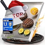 NTG - Grillplatte aus 4mm rostfreiem Edelstahl [40 x 30cm] - Plancha mit Fettablauf und Grillspachtel - für Gas- & Kohlegrill - formstabil Grill Zubehör