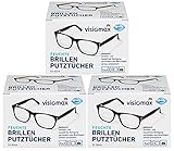 Brillen Putztücher - Feucht und fettlösend für eine streifenfreie Reinigung - 156 Stück - 3er Pack (3 x 52 Stück) - für alle Brillengläser aus Glas und Kunststoff