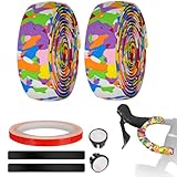 2x Lenkerband Cycling Lenkerband,Rennrad Lenkerbänder,Mit Lenkerstopfen,Fahrrad Baumwolle besonders Stark und selbstklebend,Mit Radkörper Aufkleber reflektierender Aufkleber und Abschlussstreifen