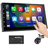 Haudio 7 Zoll 2 Din Radio Android mit Wireless CarPlay & Wireless Android Auto,Auto Radio Touch Display mit Rückfahrkamera,Bluetooth,AUX,AM/FM,Mirror Link,GPS-Navigation|Apple CarPlay Bildschirm