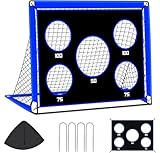 EXTFANS 2-in-1 Fußballtor für Kinder | Faltbares Soccer Tor mit 5 Zielscheiben & Tragetasche | Robuster Outdoor Fussballtore mit 4 Heringen für Garten, Strand, Park (Blue-150 * 120 * 120cm)