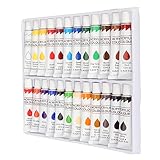 Gouache-Malset, wasserfestes Acrylfarben-Set, leicht zu färben, 24 Farben, je 12 ml, mit Farbkarte für Künstler für Eier