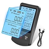 Digitales EMF-Messgerät, 3-in-1-EF/MF/Temperatur Strahlungsdetektor Messgerät über USB Wiederaufladbare Geisterjagd Magnetfelderkennung für Zuhause, Büro, Schlafzimmer, Hotel, Familie, Freunde