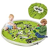 BelleStyle Kinderspielzeug-Aufbewahrungsbeutel, Baumwoll-Segeltuch-bewegliches großes einfaches aufgeräumtes Spiel u. Aufbewahrungs-Matte - schnellere Aufräumung! (Grün, 150cm)