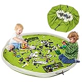 BELLESTYLE Kinderspielzeug-Aufbewahrungsbeutel, Baumwoll-Segeltuch-bewegliches großes einfaches aufgeräumtes Spiel u. Aufbewahrungs-Matte - schnellere Aufräumung! (Grün, 150cm)