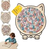 Dyiouxin Katzenpuzzle Holzpuzzle 135 Teile,Katzenförmiges Holzpuzzle mit Niedlichen Kätzchen Motiven, Unregelmäßiges Schnittdesign für Erwachsene und Katzenliebhaber (Macaron Modell)